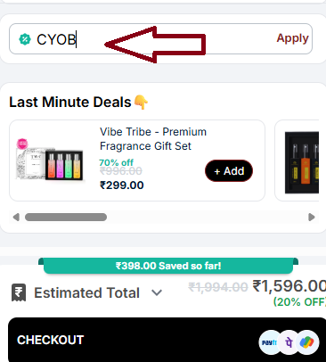 Coupon verification screenshot on The Man Company