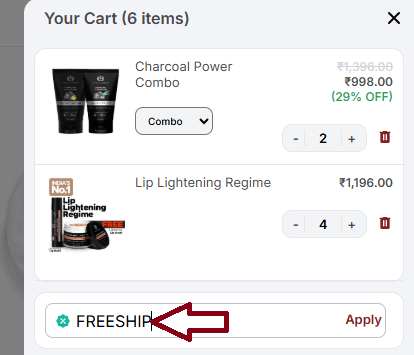 Coupon verification screenshot on The Man Company