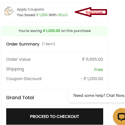 Coupon verification screenshot on Titan