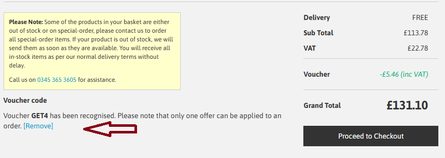 Coupon verification screenshot on Toner Giant