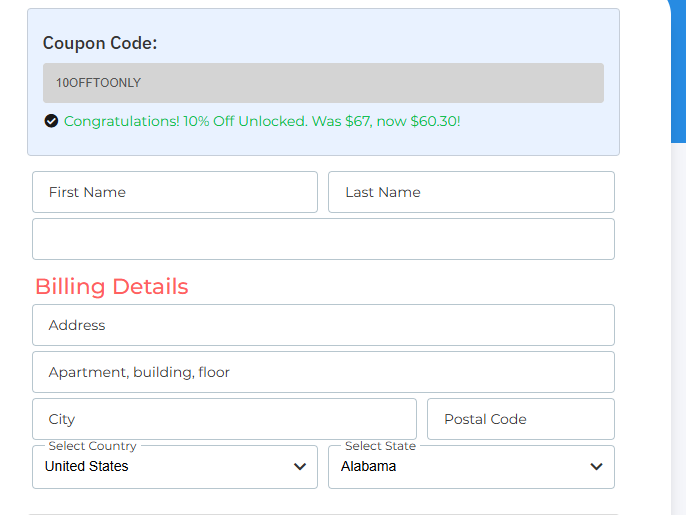 Coupon verification screenshot on Toonly