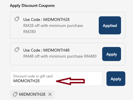 Screenshot of tested coupon for Trapo