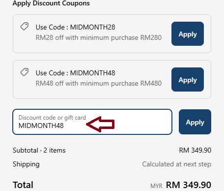 Screenshot of tested coupon for Trapo