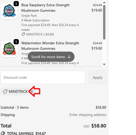 Coupon verification screenshot on TREHouse