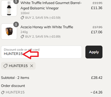 Coupon verification screenshot on Truffle Hunter