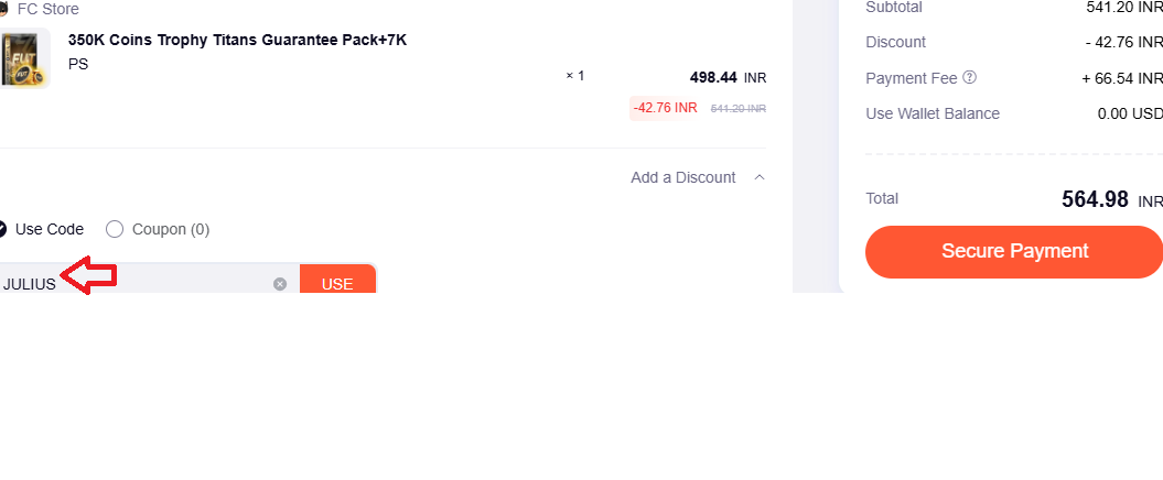Screenshot of tested coupon for U7Buy