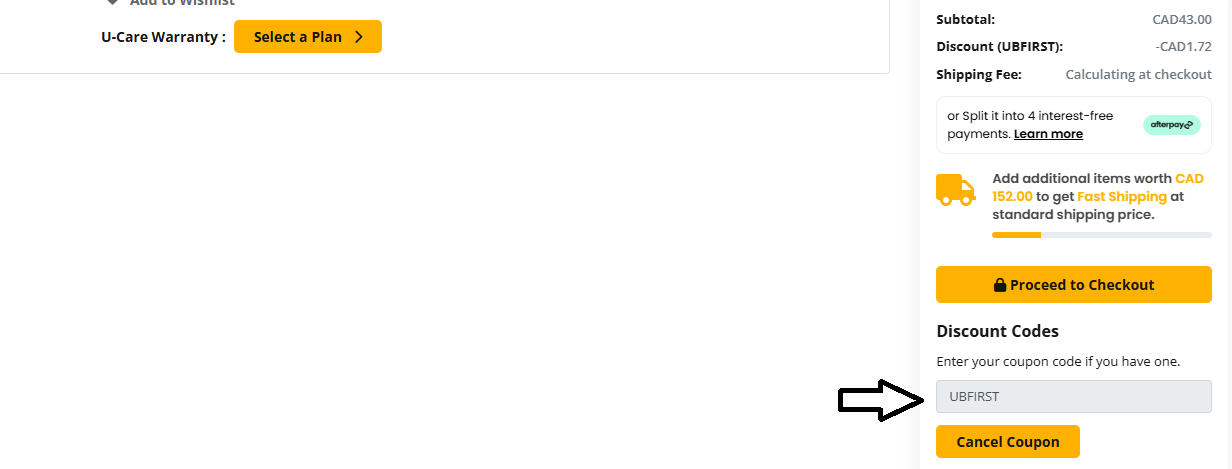 Coupon verification screenshot on Ubuy