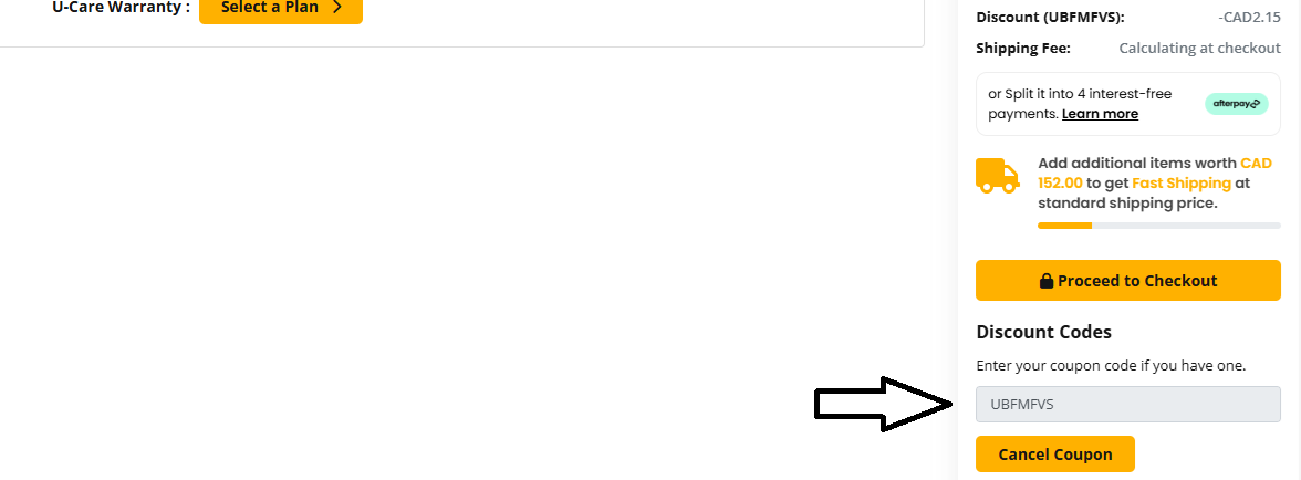 Coupon verification screenshot on Ubuy