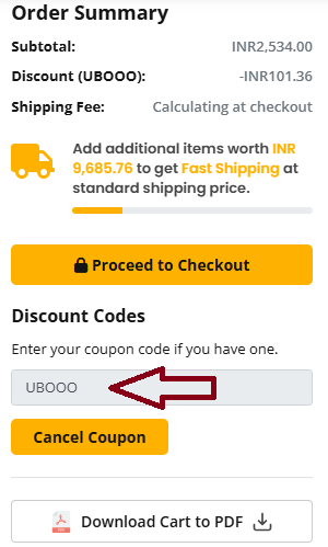 Coupon verification screenshot on Ubuy