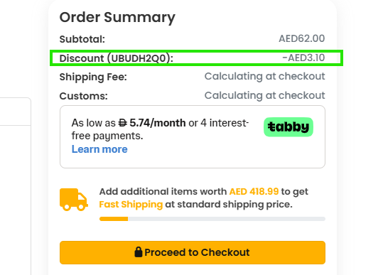 Coupon verification screenshot on Ubuy