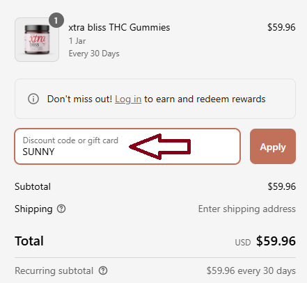 Coupon verification screenshot on Vena CBD
