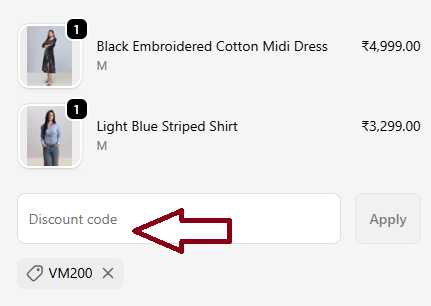 Screenshot of tested coupon for Veromoda