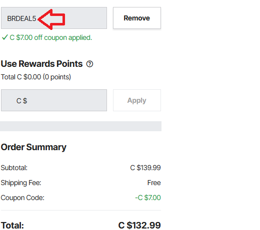 Screenshot of tested coupon for Vevor