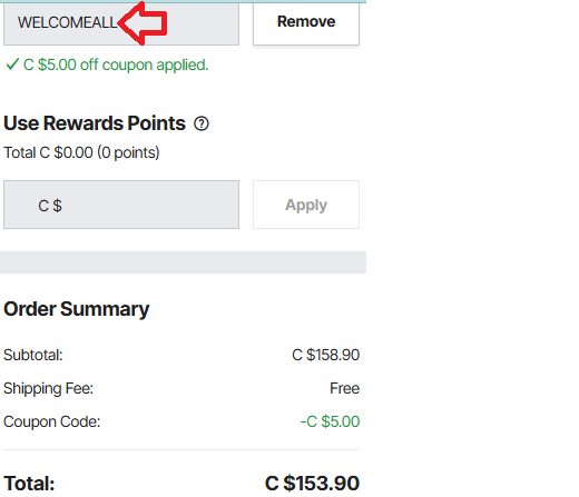 Coupon verification screenshot on Vevor