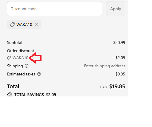 Coupon verification screenshot on Waka Vaping