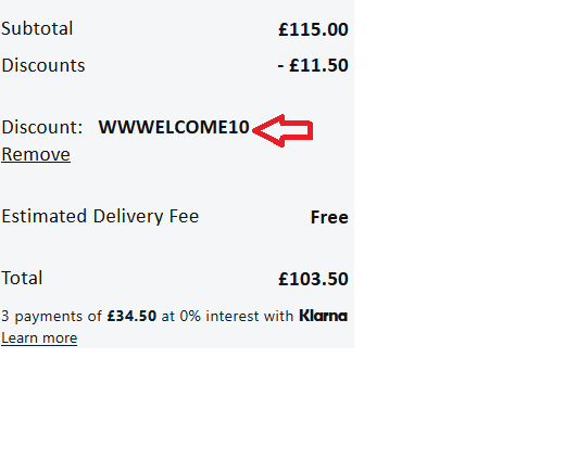 Coupon verification screenshot on Wedgwood