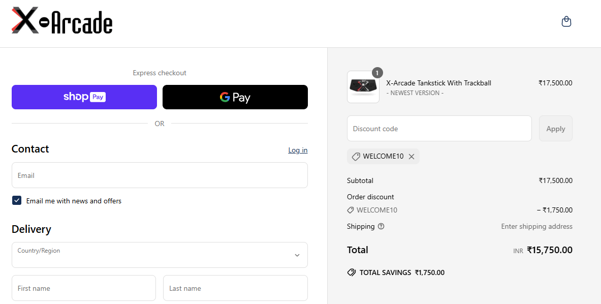 Coupon verification screenshot on X-Arcade