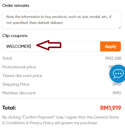 Screenshot of tested coupon for XP-PEN