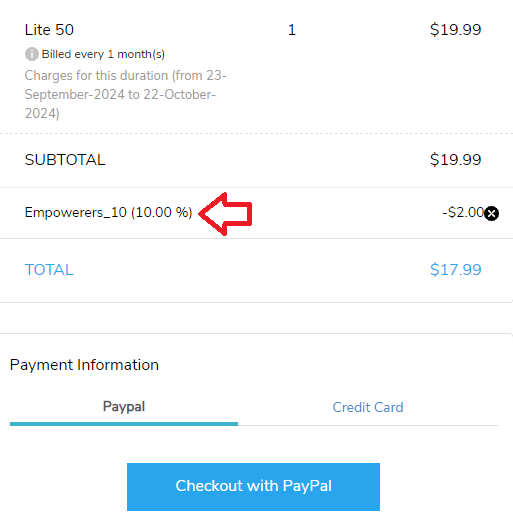 Coupon verification screenshot on Yaballe