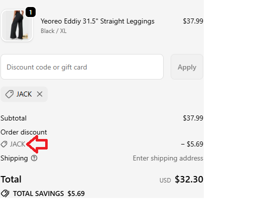 Screenshot of tested coupon for Yeoreo