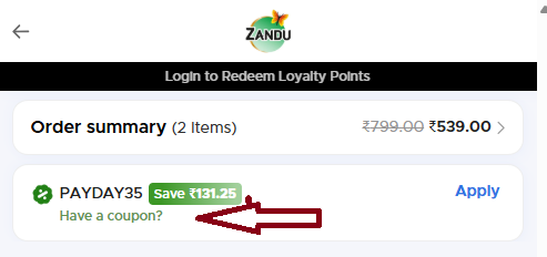 Coupon verification screenshot on Zanducare