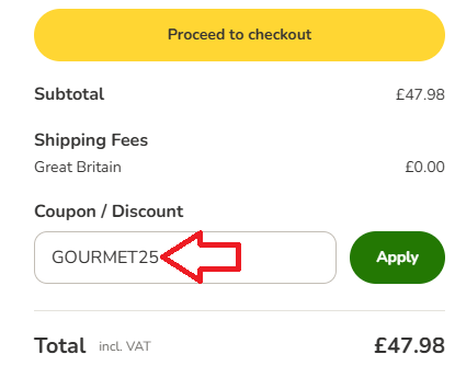 Screenshot of tested coupon for Zooplus