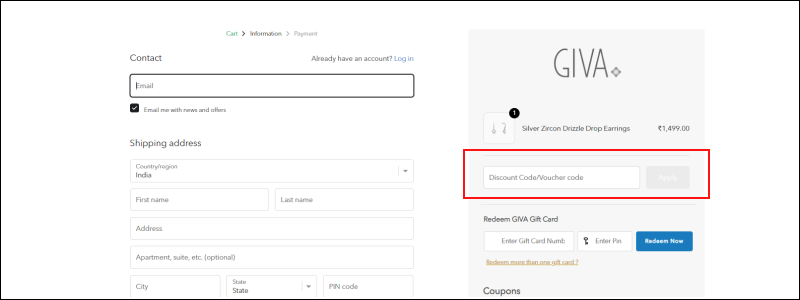 how to use giva coupon code