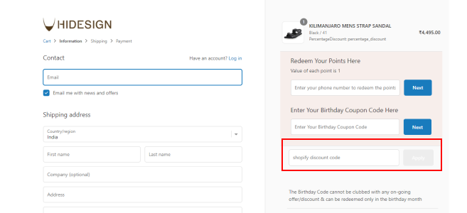 How yo apply hidesign coupon code