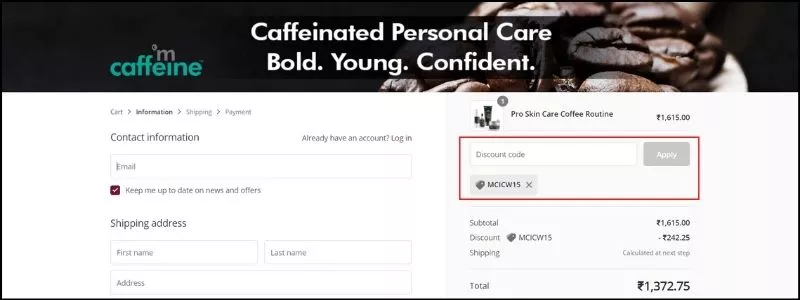 mcaffeine-checkout-page