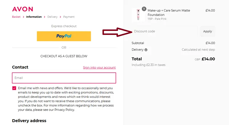 Avon coupon code 