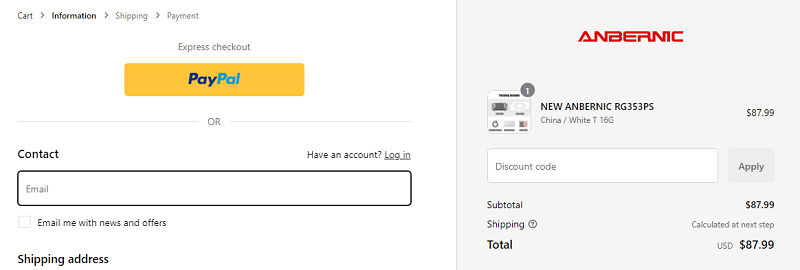 Where to enter promo code at Anbernic checkout