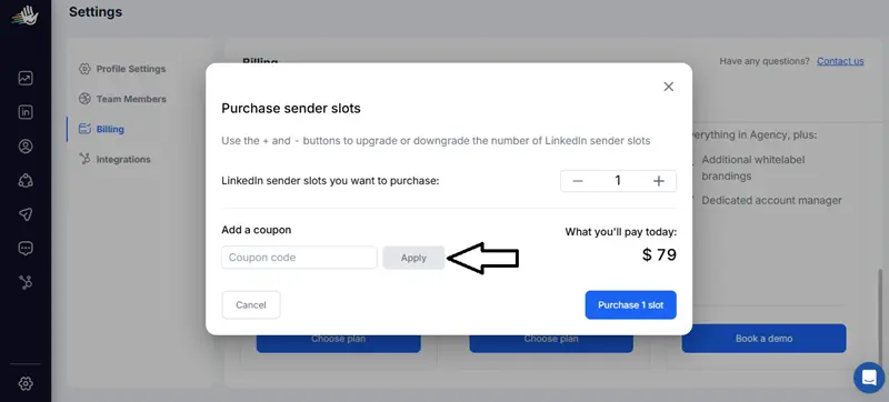 HeyReach coupon box