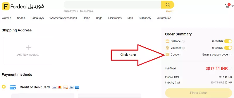 how to use fordeal coupon code