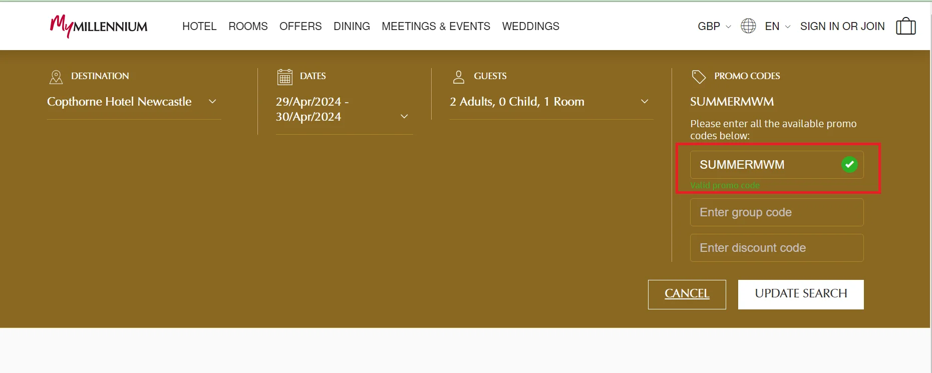 how to use milennium hotel