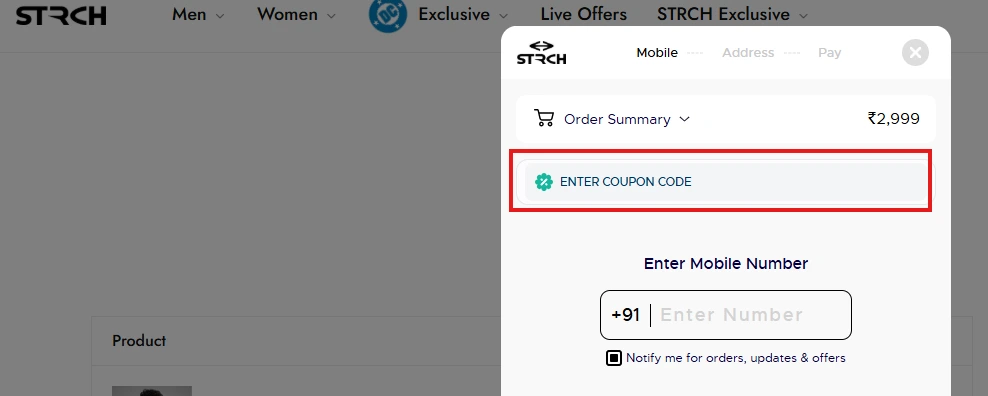 how to use strch coupon code