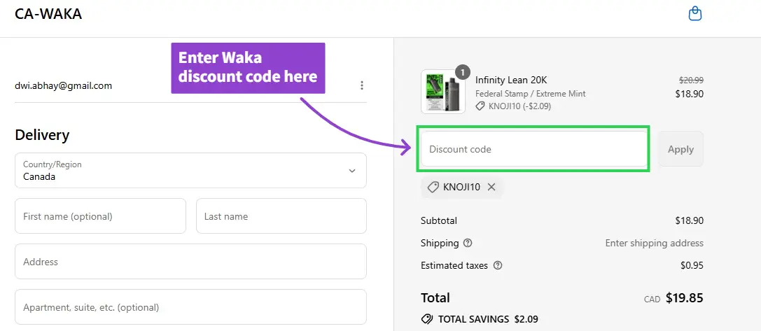 how to use waka coupon code