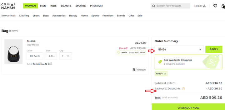 How to use namshi UAE coupon