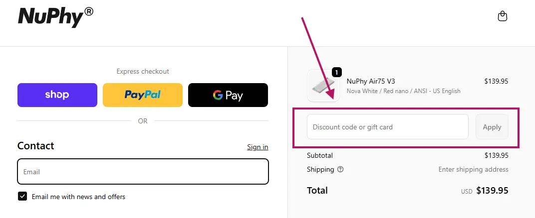 where to apply nuphy coupon