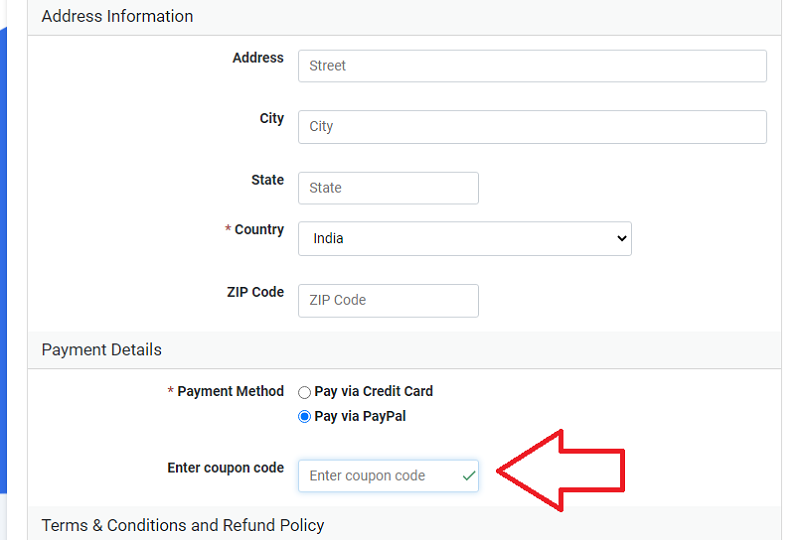 Step-by-step screenshot of applying PowerAdSpy promo code at checkout