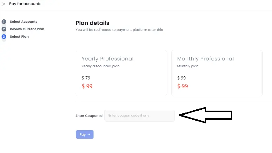 Where to enter promo code at Salesflow.io checkout