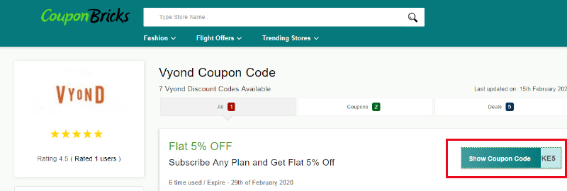 list of vyond coupons