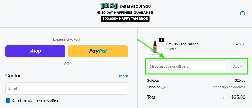 where to enter thebroglo coupon