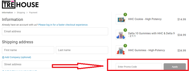 how to trehouse coupon code