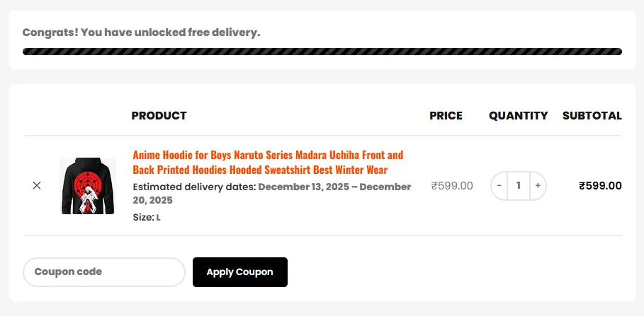 Coupon code box on Exunite checkout page