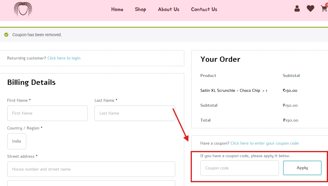 curlycharmy checkout page