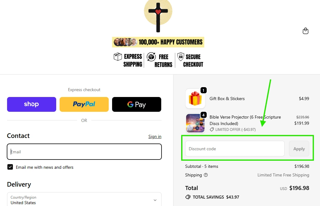 where to enter god is above coupon